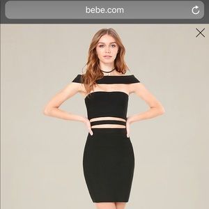 Bebe off shoulder cutout dress